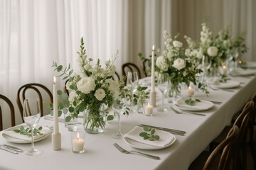 Fototapeta premium Elegant floral wedding table setting.