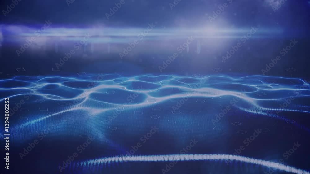 Aufkleber digital waves forming abstract animation patterns on futuristic blue background