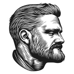 Detailed Close-Up Profile of a Man with Stylish Short Beard