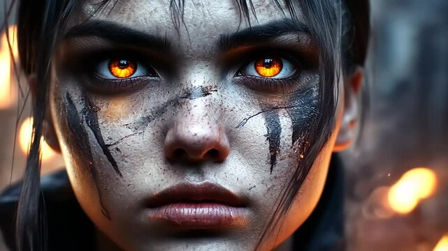 Fierce Warrior Woman Close Up