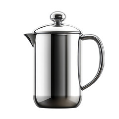 Obraz premium Stainless steel coffee pot with lid isolated on transparent background