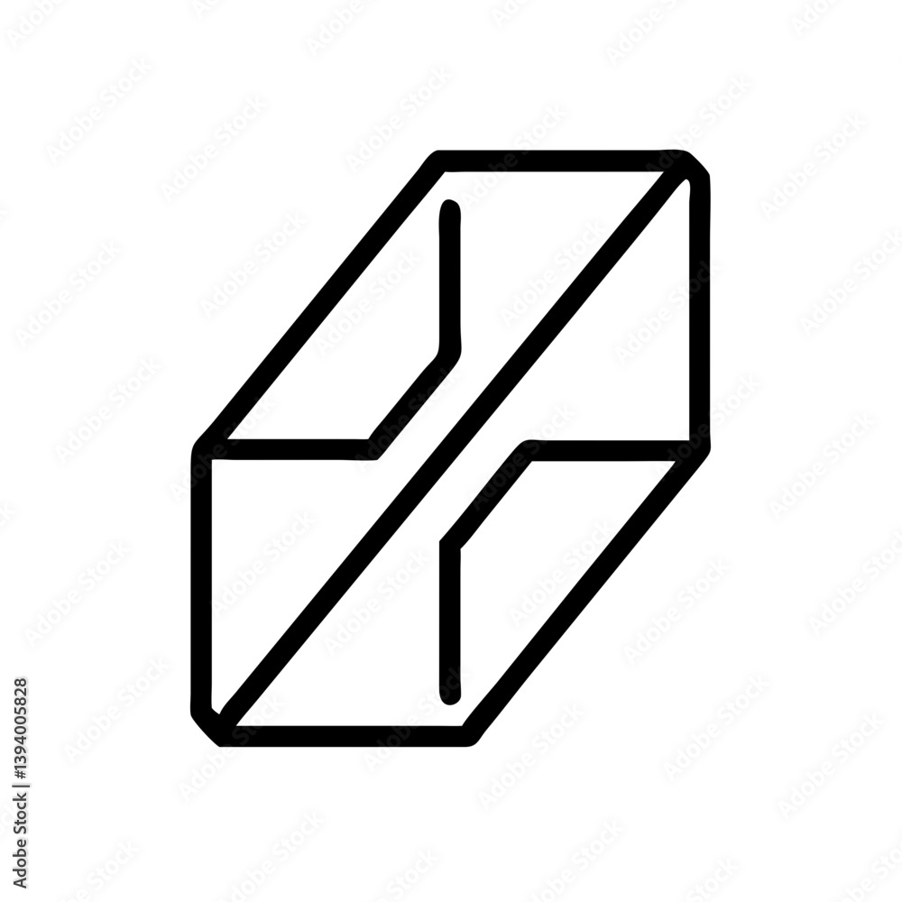 Poster a bold, interconnected cube representing unity and modern design with thick black lines on a white b