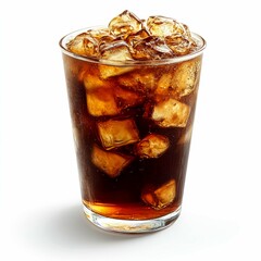 Refreshing Cola with Ice Cubes in a Glass