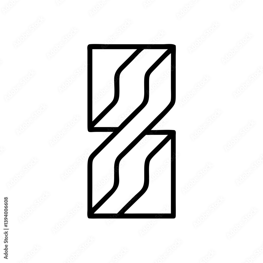 Aufkleber intertwined pathways symbolizing continuous growth and connection, a bold black line art design with
