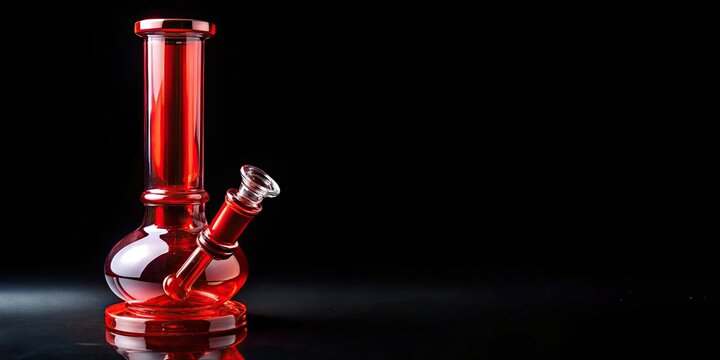 Red glass bong isolated on black background, red, glass, bong, isolated, black, background, smoking, device, cannabis