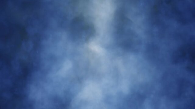 Flying through abstract realistic blue thick clouds motion loop animation. 