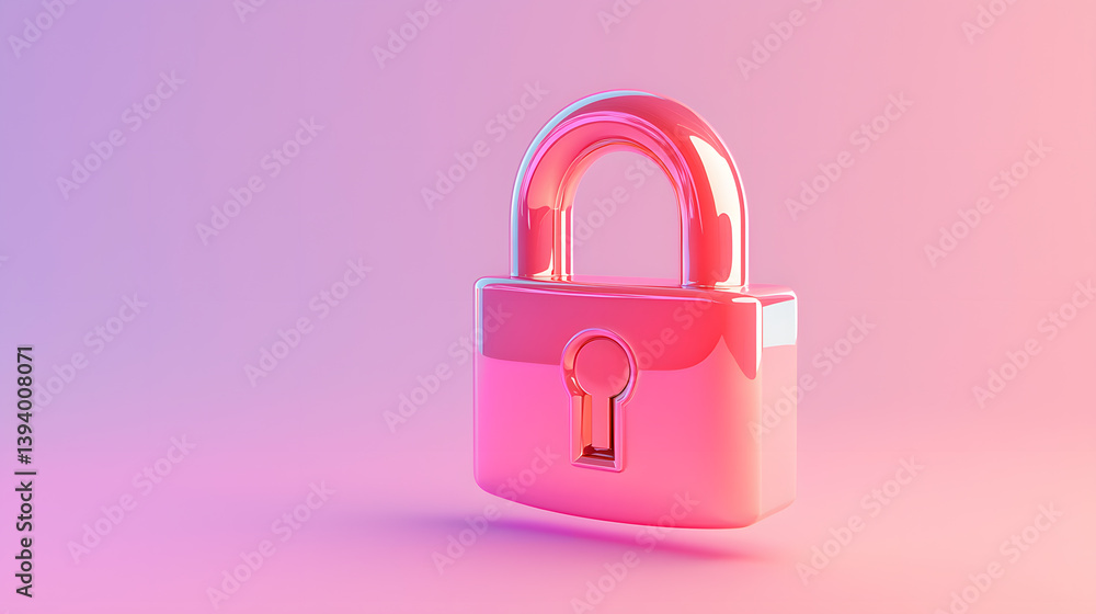 Poster floating secure digital lock icon represents cybersecurity solutions modern digital environment 3d r