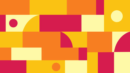 A colorful geometric background featuring bold shapes in red, orange, and yellow tones. Perfect for modern and playful designs.