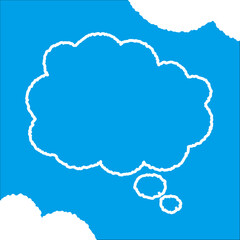 ちぎり絵のようにジワジワ滲んだラフなアウトラインの白い雲のようなフキダシ・フレームシリーズ。セリフや名札（ネーム）やワッペンに。ベクター素材