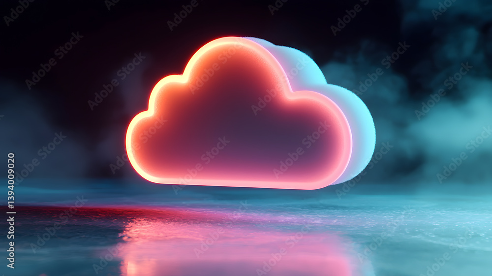 Aufkleber floating cloud icon symbolizing cloud computing digital environment 3d render futuristic concept cre