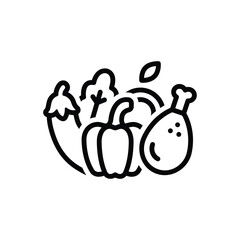 Black line icon for raw