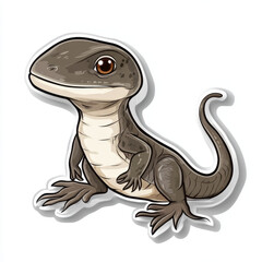 Cute animal sticker featuring cartoon lizard with friendly expression. This charming design showcases lizard unique features and vibrant colors, perfect for adding playful touch to any collection