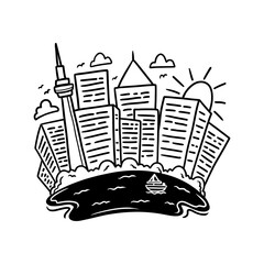 city doodle hand drawn vector illustration