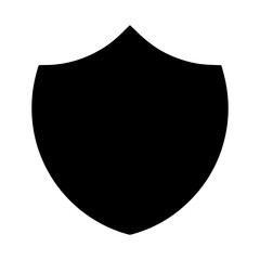 black shield on white background