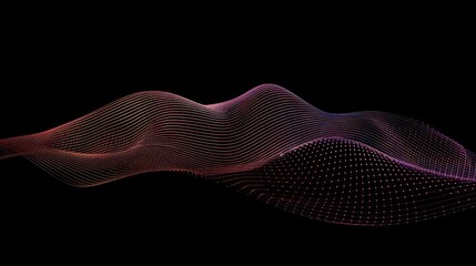 Abstract wave pattern with a mesh-like structure in vibrant colors on a black background.