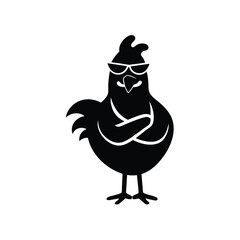 black and white chicken vector