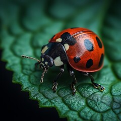 Naklejka premium Bold red beetle insect crawling high resolution picture