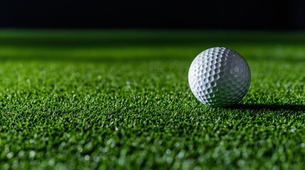 Obraz premium Close-Up View of a White Golf Ball on Lush Green Grass Under Soft Light Conditions