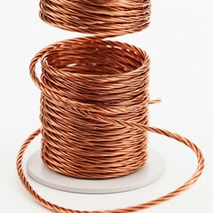 Obraz premium closeup of rolled copper wire on a white surface