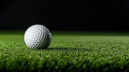 Obraz premium Close-Up of a Single Golf Ball on Lush Green Grass in Soft Lighting with Dark Background