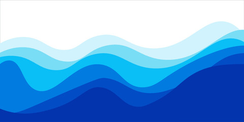Naklejka premium Sea waves layered vector background illustration and sea beach vector illustration decoration