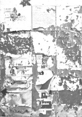 Fototapeta premium A distressed urban texture of wet, wrinkled posters partially peeling Halftone Abstract Line Texture background