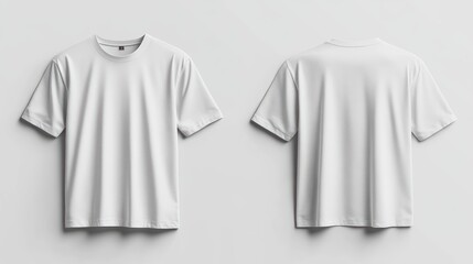 Blank white t-shirt mockup, front and back views, against a plain white background