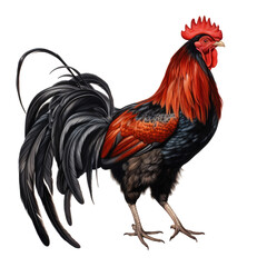 Flapping Rooster Art on transparent background