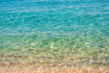 Rippled surface. Ocean beach. Sea water surface. Ripple water of ocean. Aquamarine ocean nature....
