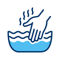 Obraz premium Hand Touching Water in Wash Basin Icon 