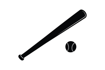 Silhouette design of a baseball bat and ball.eps