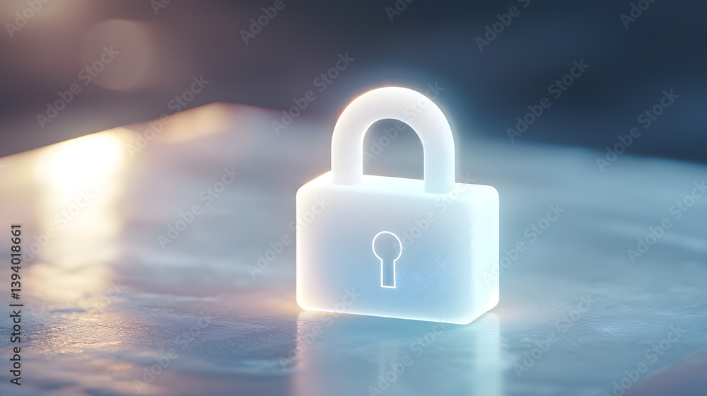 Poster visualizing secure digital lock technology abstract design digital environment high resolution conce