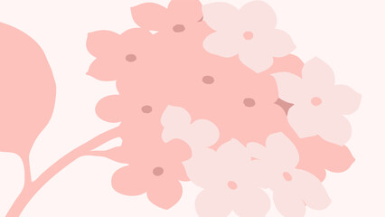 Pink hydrangea flower bush illustration for print, wallpaper, clipart, wall art for home decoration.