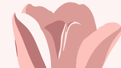 Soft pastel pink tulip flower illustration for print, wallpaper, clipart, wall art for home decoration