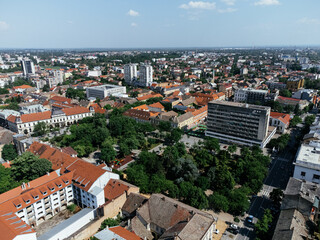 Fototapeta premium Aerial view of a small town in Serbia. Panchevo. Western Europe