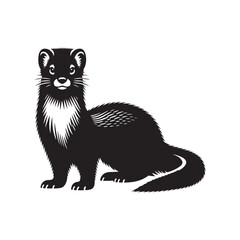 Minimalist Ermine Silhouette - Ermine Vector - Illustration of Ermine - Design of Ermine.