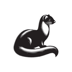 Minimalist Ermine Silhouette - Ermine Vector - Illustration of Ermine - Design of Ermine.