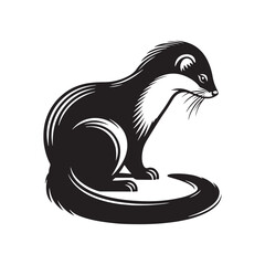 Minimalist Ermine Silhouette - Ermine Vector - Illustration of Ermine - Design of Ermine.