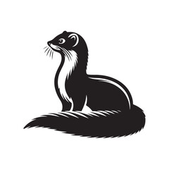 Minimalist Ermine Silhouette - Ermine Vector - Illustration of Ermine - Design of Ermine.