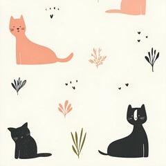 Animals minimalist fabric pattern

