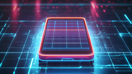 Innovative mobile ui layout grid design digital space graphic render futuristic environment close-up view technology concept