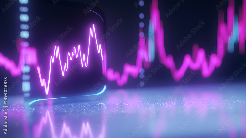 Poster dynamic crypto trading chart visualization digital space photorealistic graphic futuristic environme