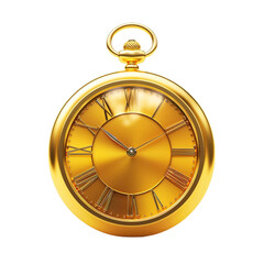 Golden Watch 3D Icon Illustration Isolated on Transparent Background