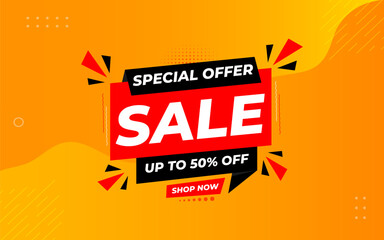 Sale banner template design vector illustration, Special offer sale tag, sale offer banner. Sale Discount template for marketing promotion, retail, store, shop, online store, or website.