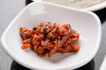 Korean side dish: pickled squid
