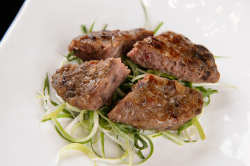 Korean-style grilled meat made with a sweet and salty seasoning of tender pork and beef
