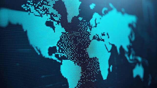 Digital Payments Security concept. Global cybersecurity network securing cross border