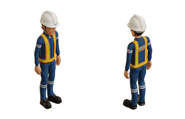 Isolate industrial worker stand on transparent background