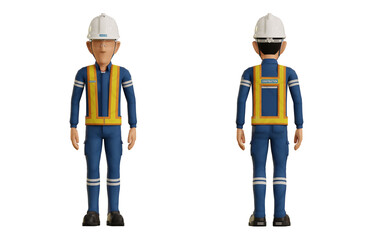 Isolate industrial worker stand on transparent background