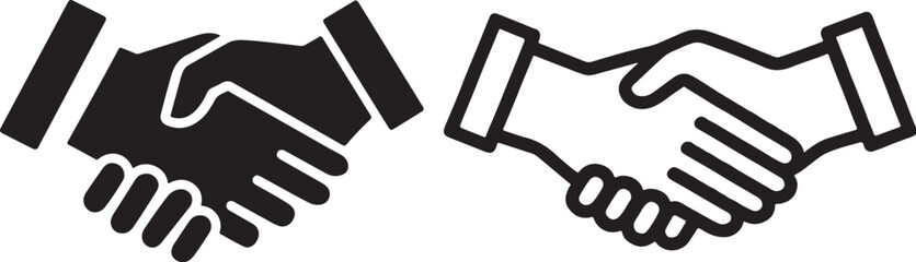 Obraz premium Two hands shaking silhouette vector icon